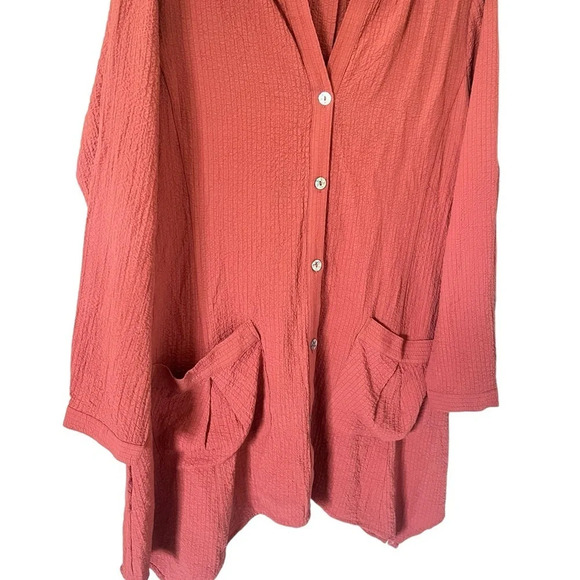 Soft Surroundings Gauze Terracota Longline Top - Picture 5 of 9